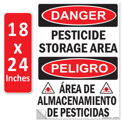 Danger - Pesticide Insecticide Storage Area OSHA WARNING Safety Hazard Label Sign Decal 6 mil Laminated Engineer Grade UV Protected ANSI NFPA Weather Resistant Indoor Outdoor 46440 126956