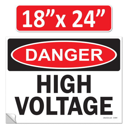 Danger High Voltage OSHA WARNING Safety Label Sign Decal 6 mil Laminated Engineer Grade UV Protected Red Black White ANSI NFPA Weather Resistant Indoor Outdoor Use 84877 84875 84876 89173