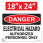 Danger Electrical Hazard, Authorized Personnel Only OSHA WARNING Safety Label Sign Decal 6 mil Laminated Engineer Grade UV Protected ANSI NFPA Weather Resistant Indoor Outdoor Use 40656
