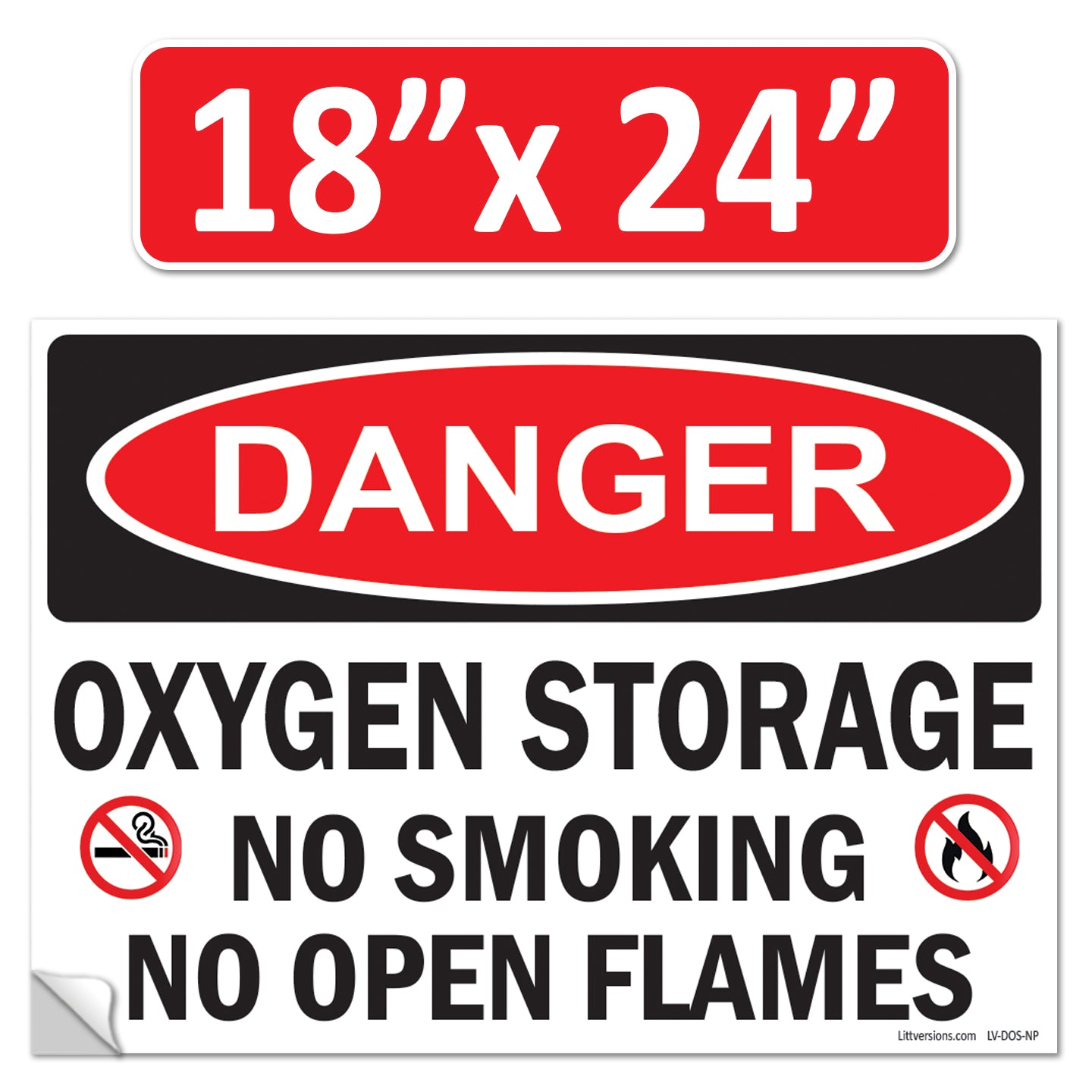 Danger Oxygen Storage No Smoking No Open Flames OSHA WARNING Safety Hazard Label Sign Decal 6 mil Laminated Engineer Grade UV Protected ANSI NFPA Weather Resistant Indoor Outdoor 103927