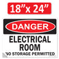 Danger Electrical Room, No Storage Permitted OSHA WARNING Safety Hazard Label Sign Decal 6 mil Laminated Engineer Grade UV Protected ANSI NFPA Weather Resistant Indoor Outdoor Use 127004