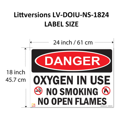 Danger Oxygen In Use No Smoking No Open Flames OSHA WARNING Safety Hazard Label Sign Decal 6 mil Laminated Engineer Grade UV Protected ANSI NFPA Weather Resistant Indoor Outdoor 42664