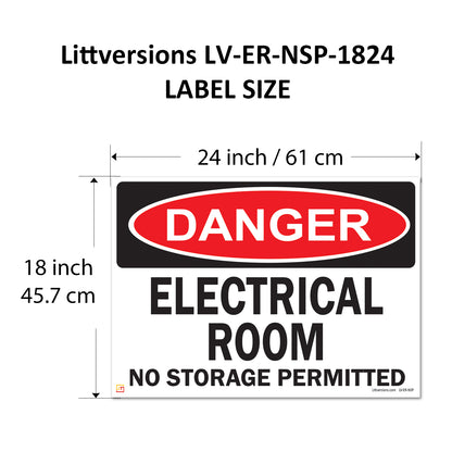 Danger Electrical Room, No Storage Permitted OSHA WARNING Safety Hazard Label Sign Decal 6 mil Laminated Engineer Grade UV Protected ANSI NFPA Weather Resistant Indoor Outdoor Use 127004