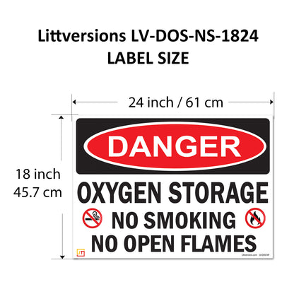 Danger Oxygen Storage No Smoking No Open Flames OSHA WARNING Safety Hazard Label Sign Decal 6 mil Laminated Engineer Grade UV Protected ANSI NFPA Weather Resistant Indoor Outdoor 103927