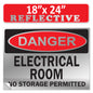 Danger Electrical Room, No Storage Permitted OSHA WARNING Safety Hazard Label Sign Decal 6 mil Laminated Engineer Grade UV Protected ANSI NFPA Weather Resistant Indoor Outdoor Use 127004