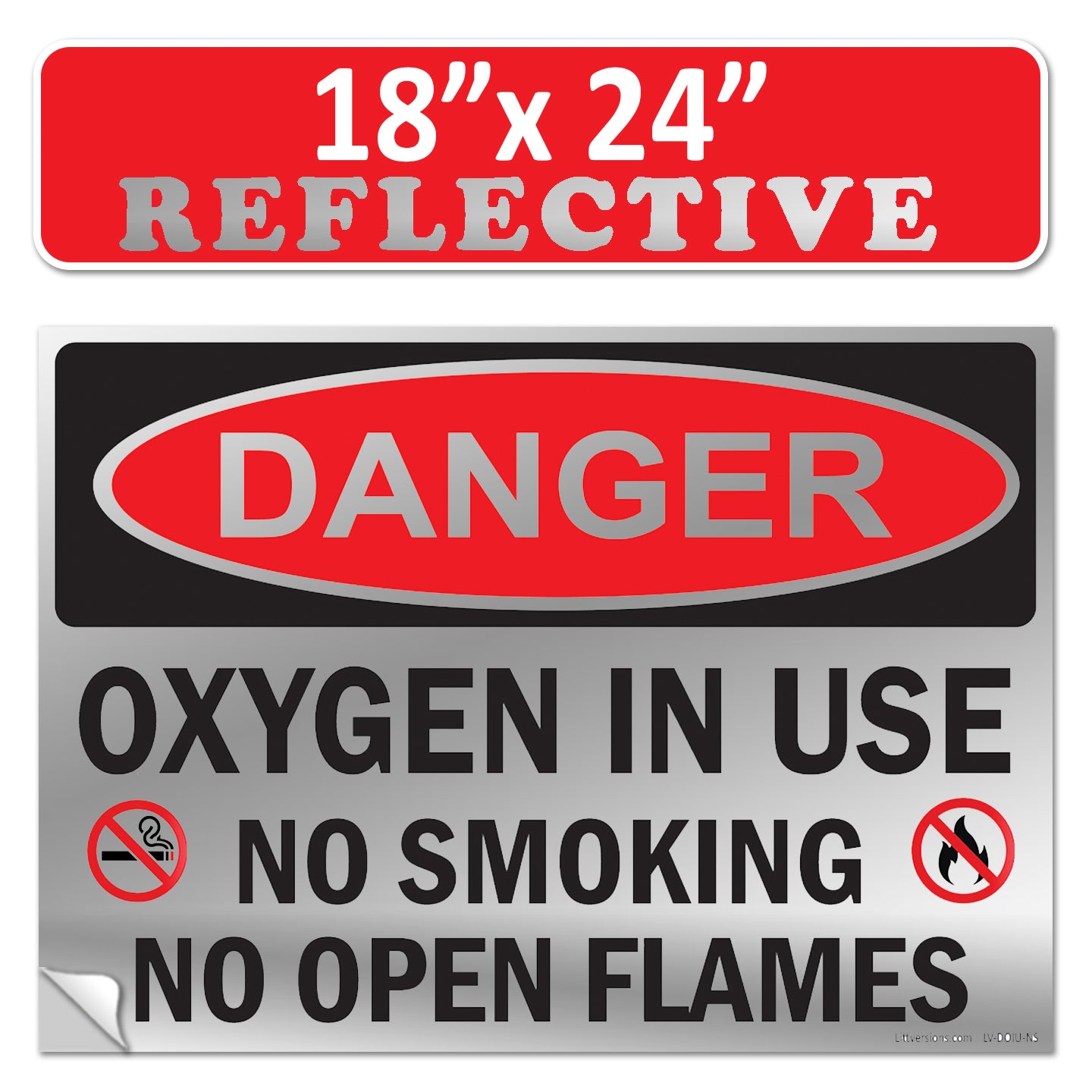 Danger Oxygen In Use No Smoking No Open Flames OSHA WARNING Safety Hazard Label Sign Decal 6 mil Laminated Engineer Grade UV Protected ANSI NFPA Weather Resistant Indoor Outdoor 42664