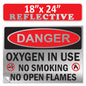 Danger Oxygen In Use No Smoking No Open Flames OSHA WARNING Safety Hazard Label Sign Decal 6 mil Laminated Engineer Grade UV Protected ANSI NFPA Weather Resistant Indoor Outdoor 42664