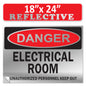 Danger Electrical Room, Unauthorized Personnel Keep Out OSHA WARNING Safety Hazard Label Sign Decal 6 mil Laminated Engineer Grade UV Protected ANSI NFPA Weather Resistant Indoor Outdoor