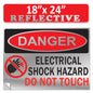 Danger Electrical Shock Hazard Do Not Touch OSHA WARNING Label Sign Decal 6 mil Laminated Engineer Grade UV Protected Red Black White ANSI NFPA Weather Resistant Indoor Outdoor use 127016