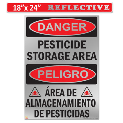 Danger - Pesticide Insecticide Storage Area OSHA WARNING Safety Hazard Label Sign Decal 6 mil Laminated Engineer Grade UV Protected ANSI NFPA Weather Resistant Indoor Outdoor 46440 126956