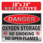 Danger Oxygen Storage No Smoking No Open Flames OSHA WARNING Safety Hazard Label Sign Decal 6 mil Laminated Engineer Grade UV Protected ANSI NFPA Weather Resistant Indoor Outdoor 103927
