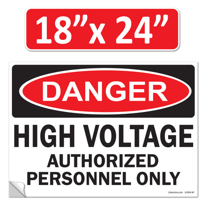 Danger High Voltage Authorized Personnel Only OSHA WARNING Label Sign Decal 6 mil Laminated Engineer Grade UV Protected Red Black White ANSI NFPA Weather Resistant Indoor Outdoor 123697