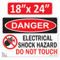 Danger Electrical Shock Hazard Do Not Touch OSHA WARNING Label Sign Decal 6 mil Laminated Engineer Grade UV Protected Red Black White ANSI NFPA Weather Resistant Indoor Outdoor use 127016