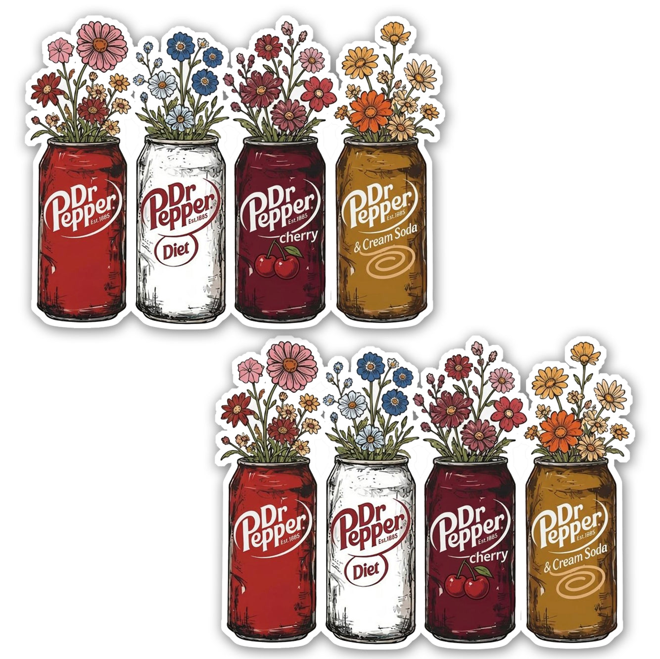 2 Pack 8"x10" Inch Vinyl Label Decal Stickers for Dr Pepper Fans- Cherry, Diet, Cream Soda Waterproof Weatherproof Laminated Soda Logo for Cars, Trucks, Laptops, Windows