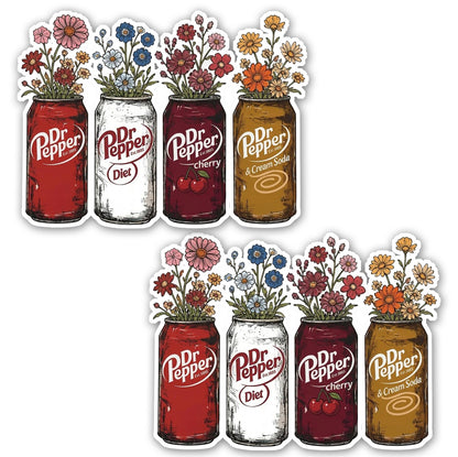2 Pack 8"x10" Inch Vinyl Label Decal Stickers for Dr Pepper Fans- Cherry, Diet, Cream Soda Waterproof Weatherproof Laminated Soda Logo for Cars, Trucks, Laptops, Windows