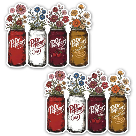 2 Pack 8"x10" Inch Vinyl Label Decal Stickers for Dr Pepper Fans- Cherry, Diet, Cream Soda Waterproof Weatherproof Laminated Soda Logo for Cars, Trucks, Laptops, Windows