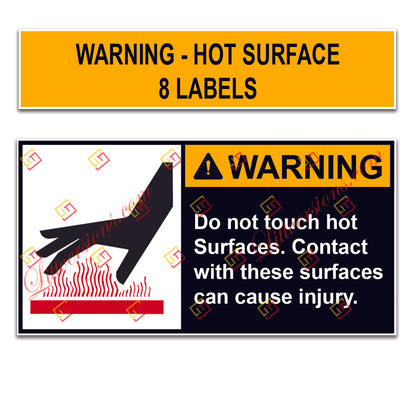 8 Pack 4"x2" ANSI Z535 Warning Label "Do Not Touch Hot Surface" Safety Decal for Machinery & Equipment | Black/Red/Orange on White | Laminated, Durable