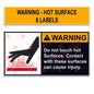 8 Pack 4"x2" ANSI Z535 Warning Label "Do Not Touch Hot Surface" Safety Decal for Machinery & Equipment | Black/Red/Orange on White | Laminated, Durable