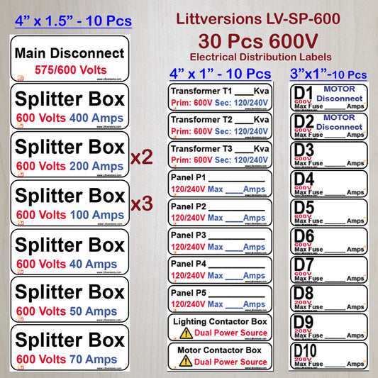 30 Pcs 480/240/208/120V Device Identification Labels