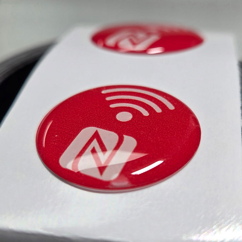 Round/Square Epoxy NFC Labels Stickers, NTAG213 Tag 144 Bytes Writable Memory, Fully Programmable Waterproof Smart Decals for Apple, Android, Home Automation NFC-Enabled Devices