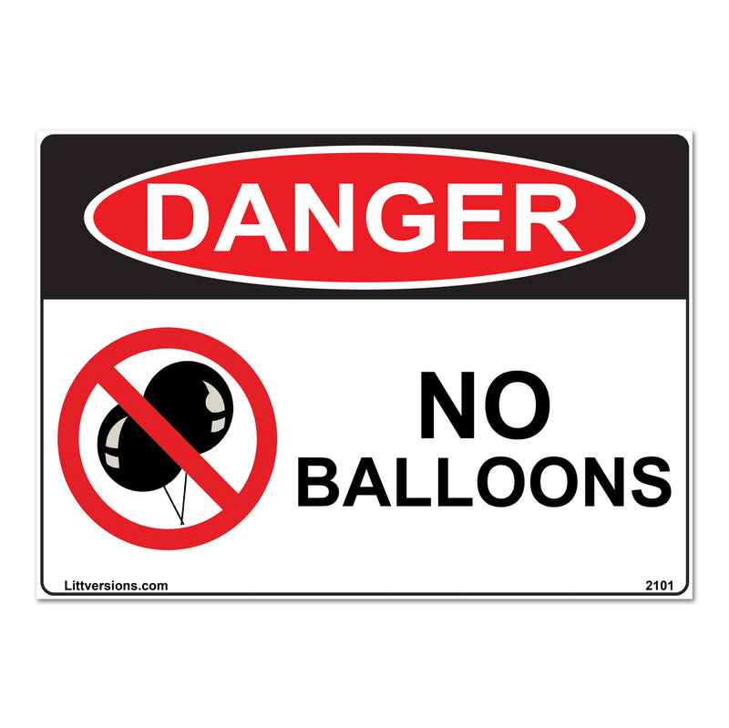 No Balloons Label Sign Decal - 7x10/10x14" Laminated Vinyl Waterproof, High-Visibility Latex Allergy Warning Safety Signs for Schools, Daycares, Hospitals, Clinics
