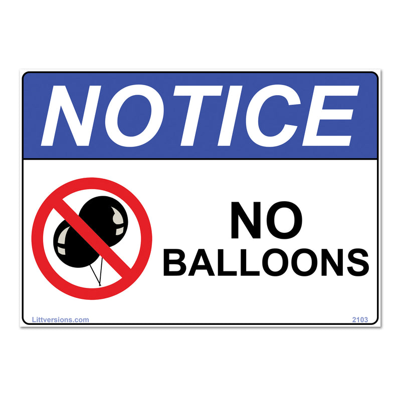 No Balloons Label Sign Decal - 7x10/10x14" Laminated Vinyl Waterproof, High-Visibility Latex Allergy Warning Safety Signs for Schools, Daycares, Hospitals, Clinics