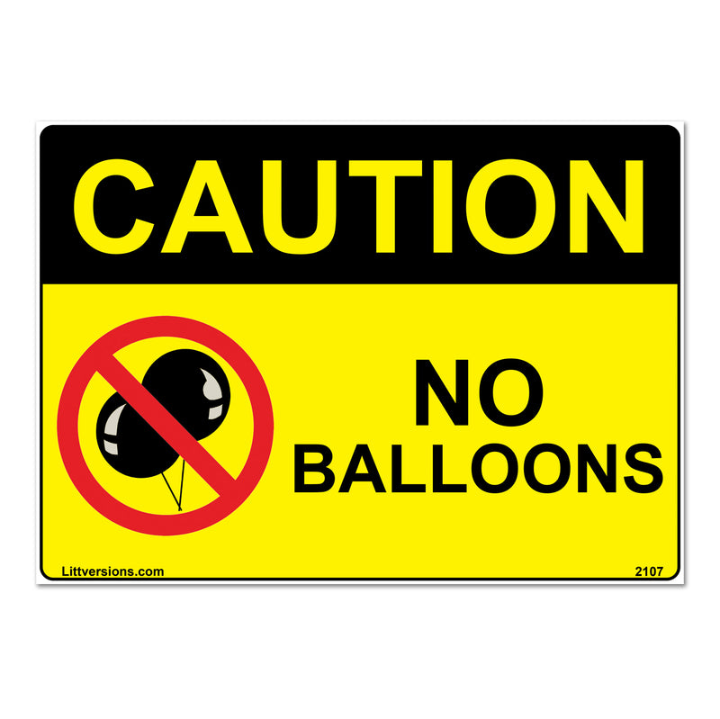 No Balloons Label Sign Decal - 7x10/10x14" Laminated Vinyl Waterproof, High-Visibility Latex Allergy Warning Safety Signs for Schools, Daycares, Hospitals, Clinics