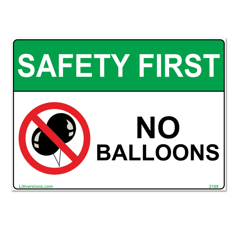 No Balloons Label Sign Decal - 7x10/10x14" Laminated Vinyl Waterproof, High-Visibility Latex Allergy Warning Safety Signs for Schools, Daycares, Hospitals, Clinics