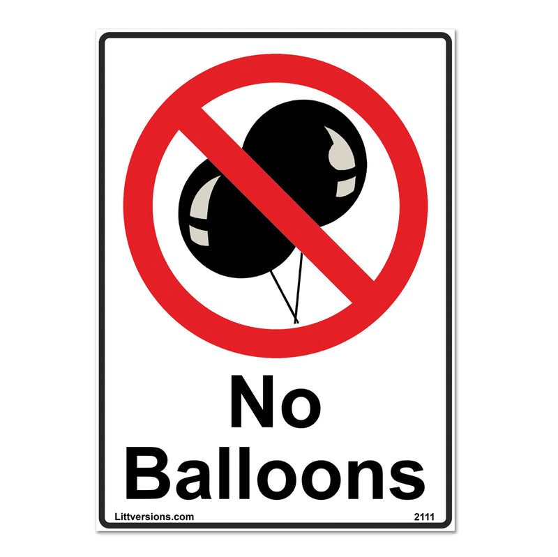 No Balloons Label Sign Decal - Laminated Vinyl Waterproof, High-Visibility Universal Latex Allergy Awareness Safety Signs for Schools, Daycares, Hospitals, & Venues