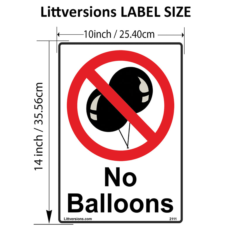 No Balloons Label Sign Decal - Laminated Vinyl Waterproof, High-Visibility Universal Latex Allergy Awareness Safety Signs for Schools, Daycares, Hospitals, & Venues