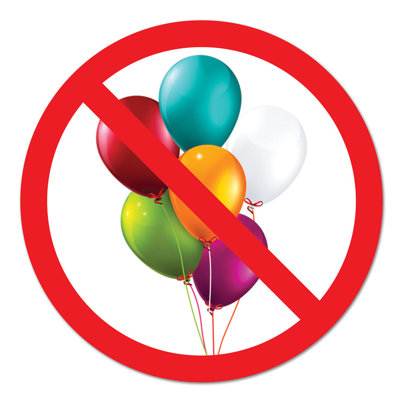 Round No Balloon Multi-Color/Black&Red 4/6/10" Label Sticker Decal Vinyl Waterproof, High-Visibility Latex Allergy Awareness Universal Safety Signs for Schools, Daycares, and Hospitals