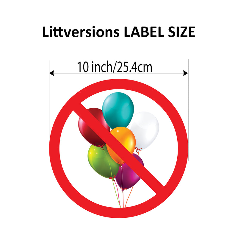 Round No Balloon Multi-Color/Black&Red 4/6/10" Label Sticker Decal Vinyl Waterproof, High-Visibility Latex Allergy Awareness Universal Safety Signs for Schools, Daycares, and Hospitals