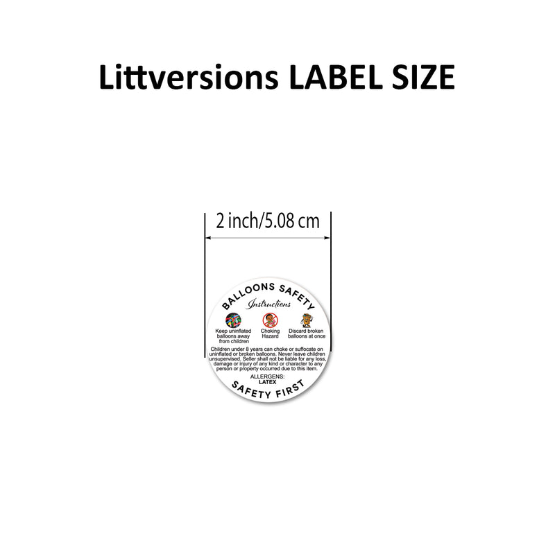 Round Balloons Safety Instructions 2"/4"Labels Allergens Latex Safety First Stickers Decals for Schools, Daycares, Classrooms, Parties, Public Venues, Vinyl Waterproof