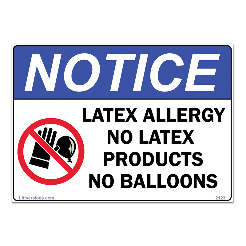 No Balloons Label Sign Decal - 7x10/10x14" Laminated Vinyl Waterproof, High-Visibility Latex Allergy Warning Safety Signs for Schools, Daycares, Hospitals, Clinics