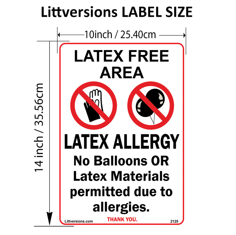 No Balloons Label Sign Decal - Laminated Vinyl Waterproof, High-Visibility Universal Latex Allergy Awareness Safety Signs for Schools, Daycares, Hospitals, & Venues
