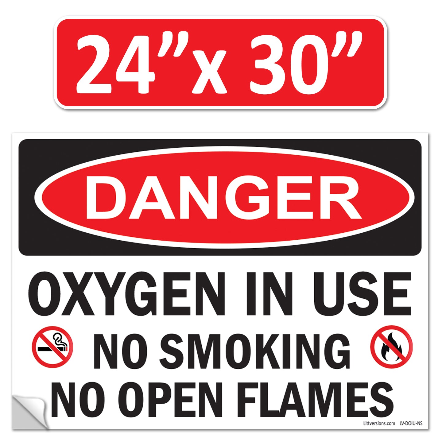 Danger Oxygen In Use No Smoking No Open Flames OSHA WARNING Safety Hazard Label Sign Decal 6 mil Laminated Engineer Grade UV Protected ANSI NFPA Weather Resistant Indoor Outdoor 42664