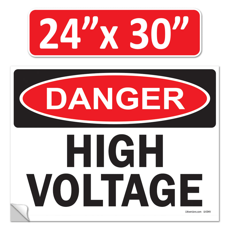 Danger High Voltage OSHA WARNING Safety Label Sign Decal 6 mil Laminated Engineer Grade UV Protected Red Black White ANSI NFPA Weather Resistant Indoor Outdoor Use 84877 84875 84876 89173