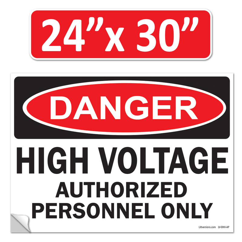 Danger High Voltage Authorized Personnel Only OSHA WARNING Label Sign Decal 6 mil Laminated Engineer Grade UV Protected Red Black White ANSI NFPA Weather Resistant Indoor Outdoor 123697