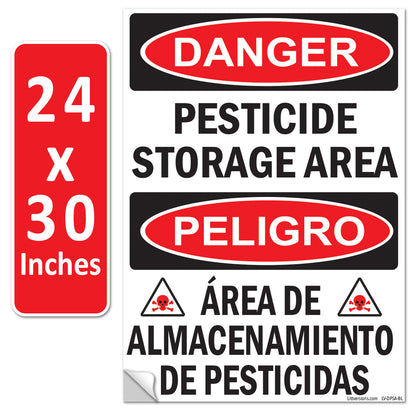 Danger - Pesticide Insecticide Storage Area OSHA WARNING Safety Hazard Label Sign Decal 6 mil Laminated Engineer Grade UV Protected ANSI NFPA Weather Resistant Indoor Outdoor 46440 126956