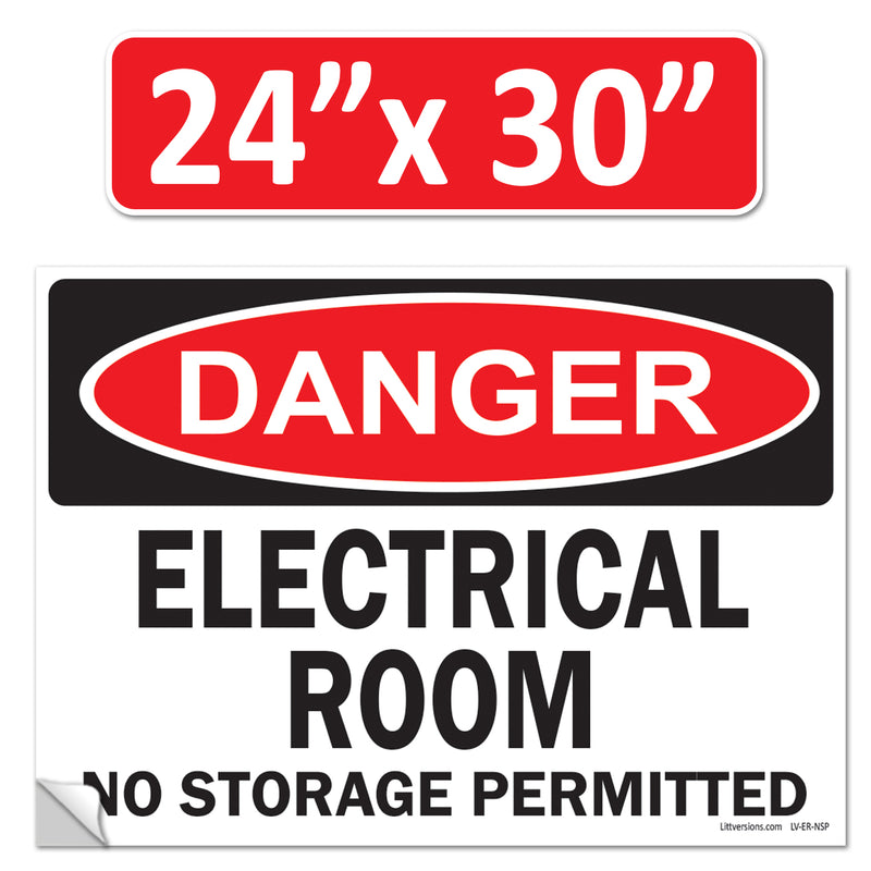 Danger Electrical Room, No Storage Permitted OSHA WARNING Safety Hazard Label Sign Decal 6 mil Laminated Engineer Grade UV Protected ANSI NFPA Weather Resistant Indoor Outdoor Use 127004