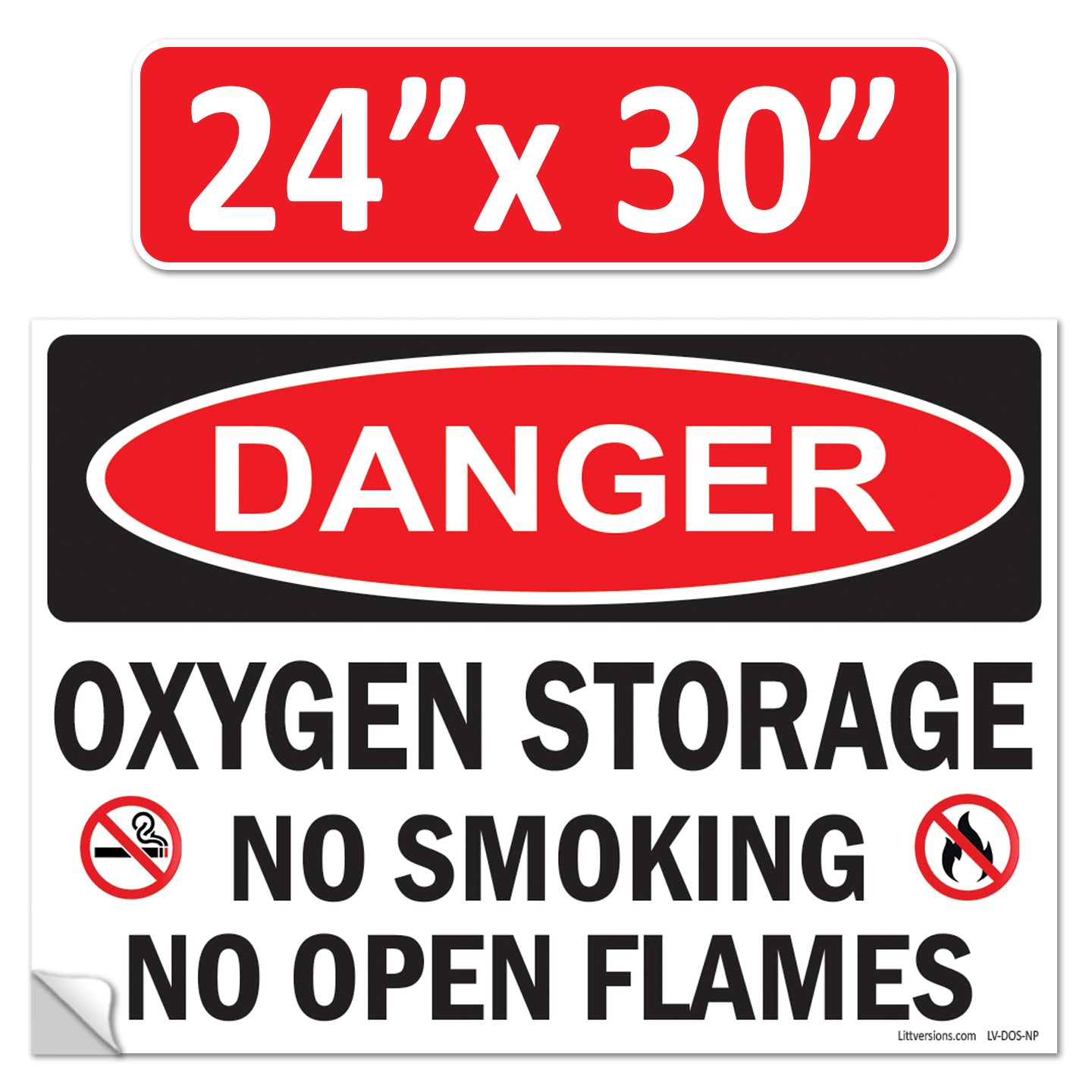 Danger Oxygen Storage No Smoking No Open Flames OSHA WARNING Safety Hazard Label Sign Decal 6 mil Laminated Engineer Grade UV Protected ANSI NFPA Weather Resistant Indoor Outdoor 103927
