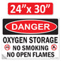 Danger Oxygen Storage No Smoking No Open Flames OSHA WARNING Safety Hazard Label Sign Decal 6 mil Laminated Engineer Grade UV Protected ANSI NFPA Weather Resistant Indoor Outdoor 103927