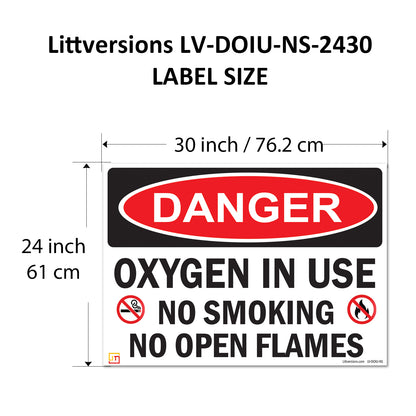 Danger Oxygen In Use No Smoking No Open Flames OSHA WARNING Safety Hazard Label Sign Decal 6 mil Laminated Engineer Grade UV Protected ANSI NFPA Weather Resistant Indoor Outdoor 42664