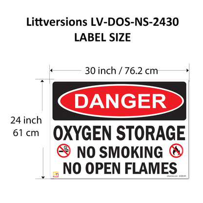 Danger Oxygen Storage No Smoking No Open Flames OSHA WARNING Safety Hazard Label Sign Decal 6 mil Laminated Engineer Grade UV Protected ANSI NFPA Weather Resistant Indoor Outdoor 103927