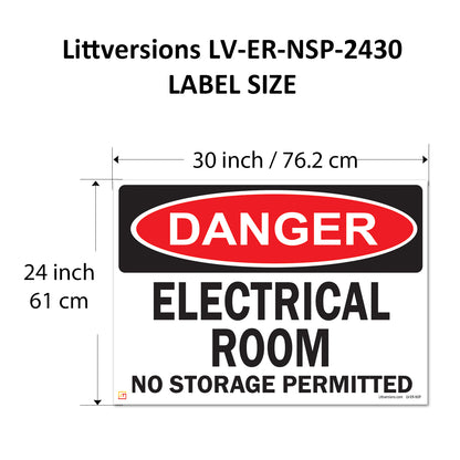 Danger Electrical Room, No Storage Permitted OSHA WARNING Safety Hazard Label Sign Decal 6 mil Laminated Engineer Grade UV Protected ANSI NFPA Weather Resistant Indoor Outdoor Use 127004