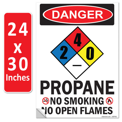 Danger Propane No Smoking No Open Flames OSHA WARNING Safety Hazard Label Sign Decal 6 mil Laminated Engineer Grade UV Protected ANSI NFPA Fade/Weather Resistant Indoor Outdoor Use 103926