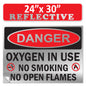 Danger Oxygen In Use No Smoking No Open Flames OSHA WARNING Safety Hazard Label Sign Decal 6 mil Laminated Engineer Grade UV Protected ANSI NFPA Weather Resistant Indoor Outdoor 42664