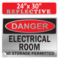 Danger Electrical Room, No Storage Permitted OSHA WARNING Safety Hazard Label Sign Decal 6 mil Laminated Engineer Grade UV Protected ANSI NFPA Weather Resistant Indoor Outdoor Use 127004