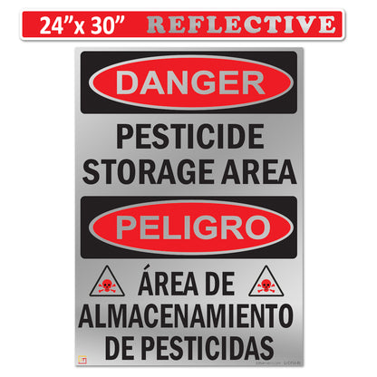 Danger - Pesticide Insecticide Storage Area OSHA WARNING Safety Hazard Label Sign Decal 6 mil Laminated Engineer Grade UV Protected ANSI NFPA Weather Resistant Indoor Outdoor 46440 126956