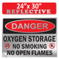 Danger Oxygen Storage No Smoking No Open Flames OSHA WARNING Safety Hazard Label Sign Decal 6 mil Laminated Engineer Grade UV Protected ANSI NFPA Weather Resistant Indoor Outdoor 103927